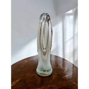 Hand Blown Art Glass Sculpture Brown White, Clear